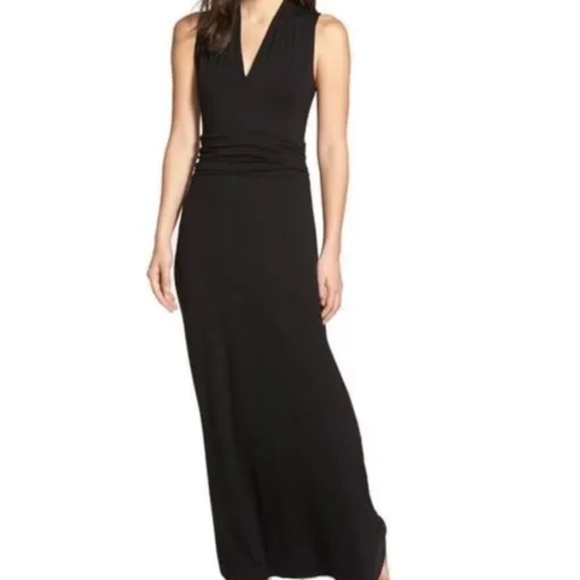 Vince Camuto V-Neck Black Jersey Maxi Dress | Women’s Small Petite - Picture 1 of 7